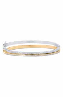 JARDIN Set of 2 Two-Tone Pavé Cubic Zirconia Bangle Bracelets