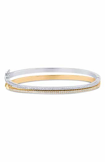 JARDIN Set of 2 Two-Tone Pavé Cubic Zirconia Bangle Bracelets