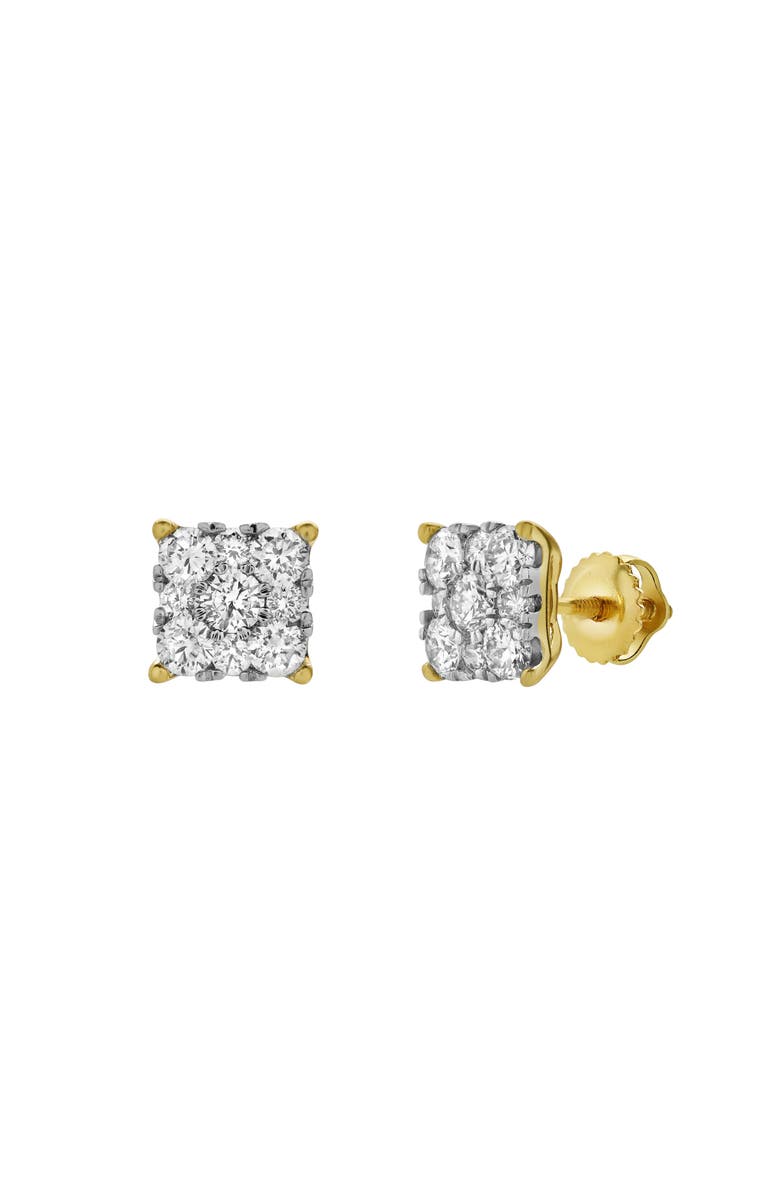 LuvMyJewelry Nova 14K Yellow Gold Cluster Lab Grown Diamond Unisex Earrings - 1 Cts, Main, color,
