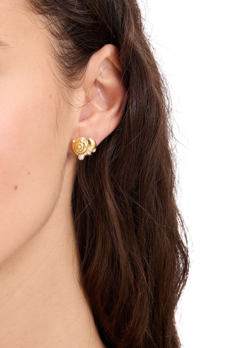 Kate Spade New York beachside shell stud earrings, Alternate, color, Clear/ Gold.