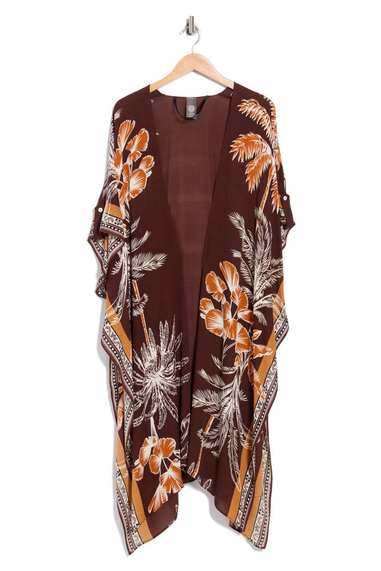 Palm Tree Crinkle Duster, Alternate, color, CHOCOLATE