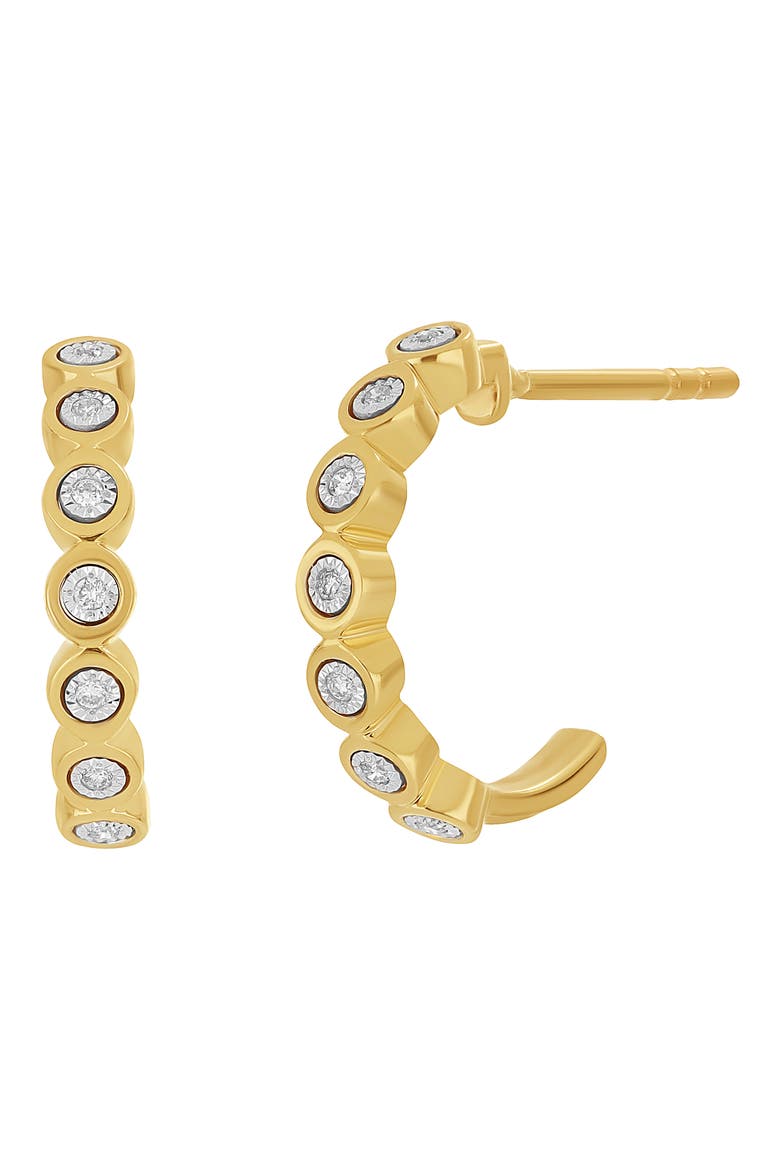 Bezel Set Diamond Hoop Earrings - 0.04ct., Main, color, 14K YELLOW GOLD