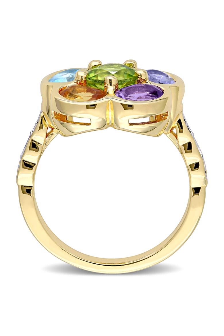 Multi-Gem & Diamond Floral Ring, Alternate, color, Yellow-Plated