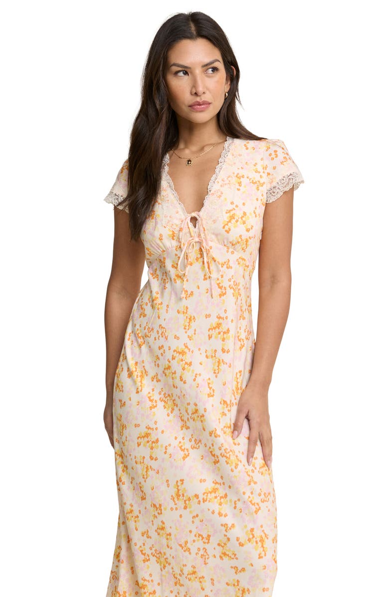 Nobody's Child Aida Floral Midi Dress, Alternate, color, Orange