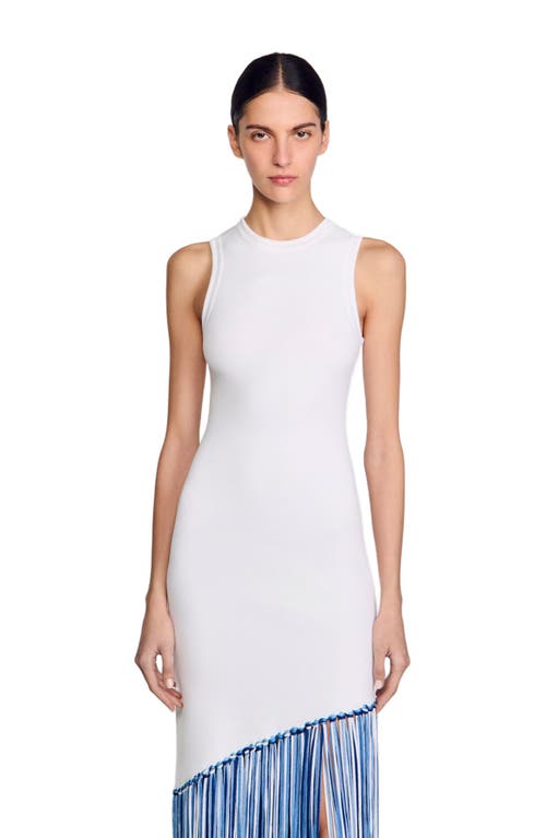 Sandro Fringed Maxi Dress In White