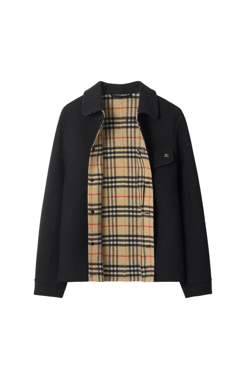 Wool Overshirt, Alternate, color, Black/sand beige