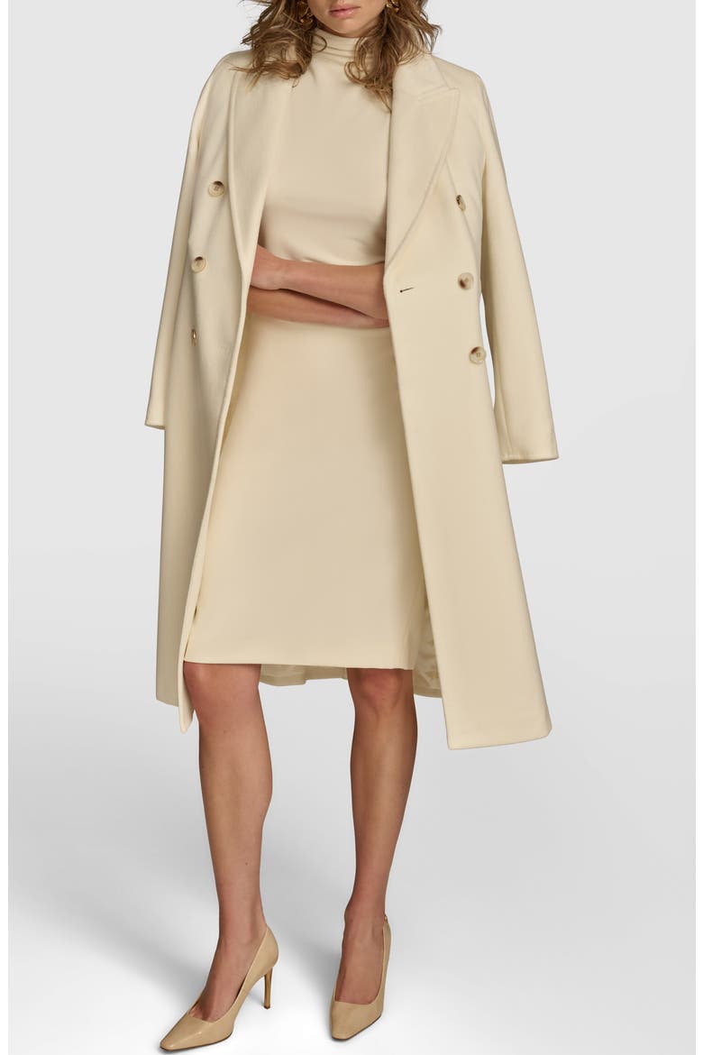 Tailored Double Breasted Wool Blend Coat, Alternate, color, IVORY