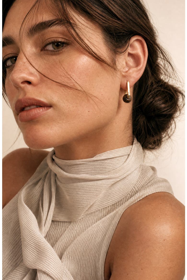 Tiger's Eye Huggie Hoop Earrings, Alternate, color, GOLD