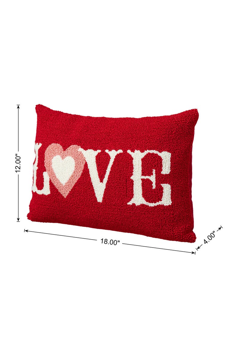 18"L Valentine's Hooked LOVE Pillow, Alternate, color, Red