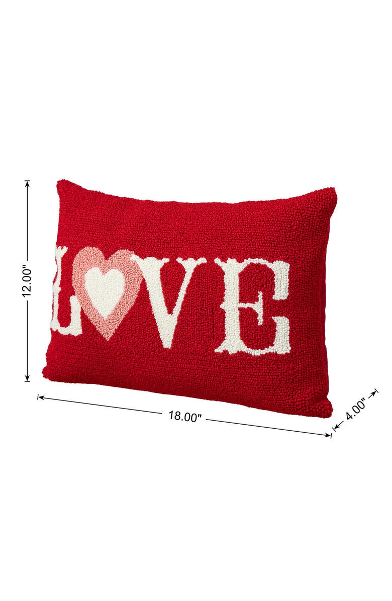 Glitzhome 18"L Valentine's Hooked LOVE Pillow, Alternate, color, Red