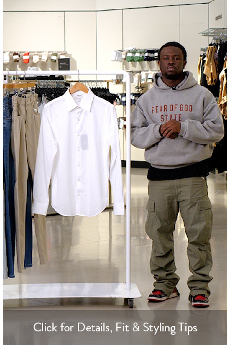 Tech Solid White Performance Cotton Blend Piqué Button-Up Shirt video
