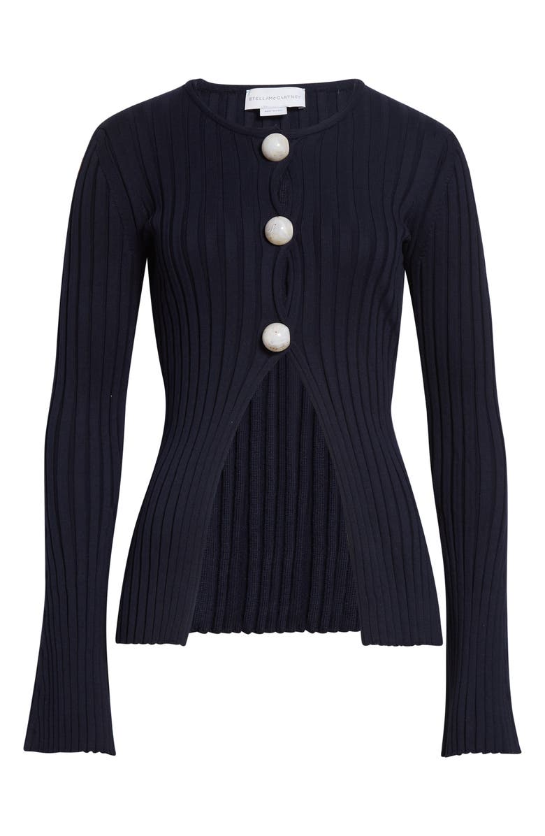 Stella McCartney Rib Cotton Cardigan, Main, color, Ink
