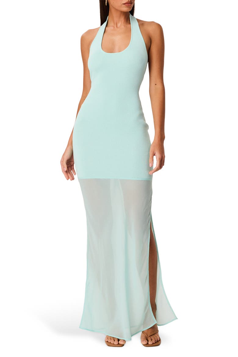 Sommer Halter Neck Maxi Dress, Main, color, AQUA