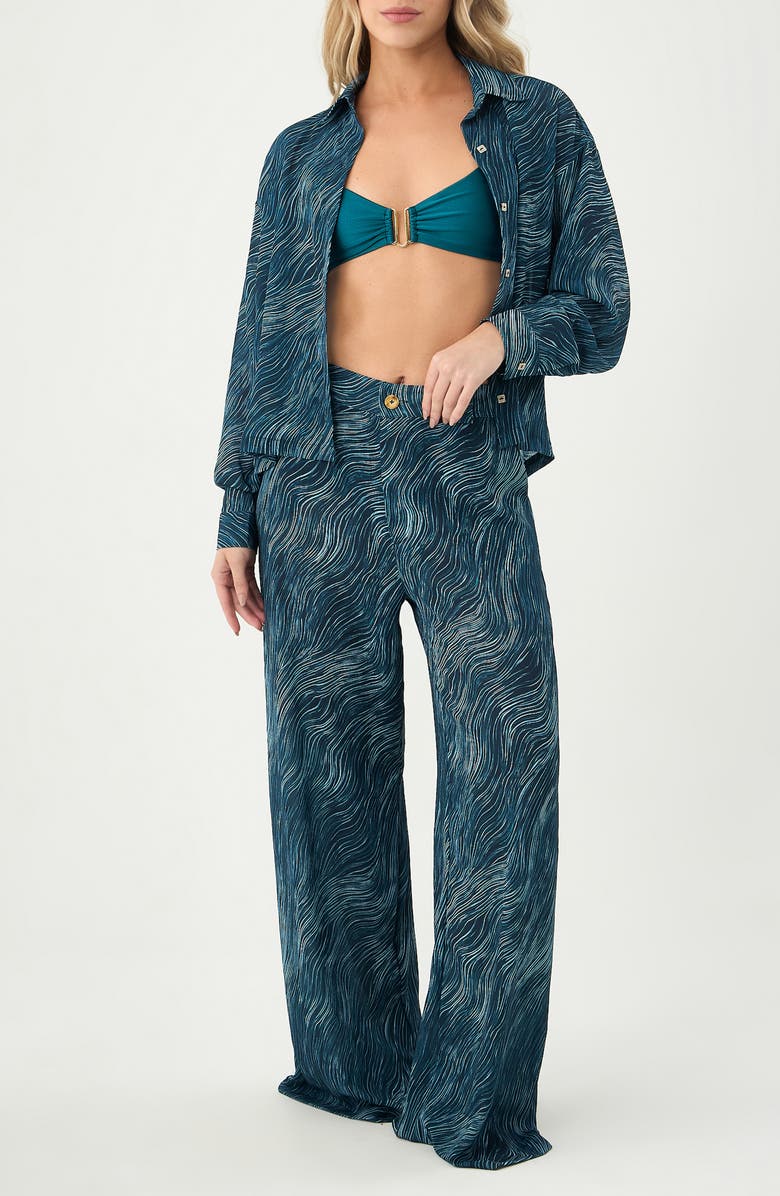 BOAMAR Sasha Cover-Up Button-Up Shirt, Main, color, Green