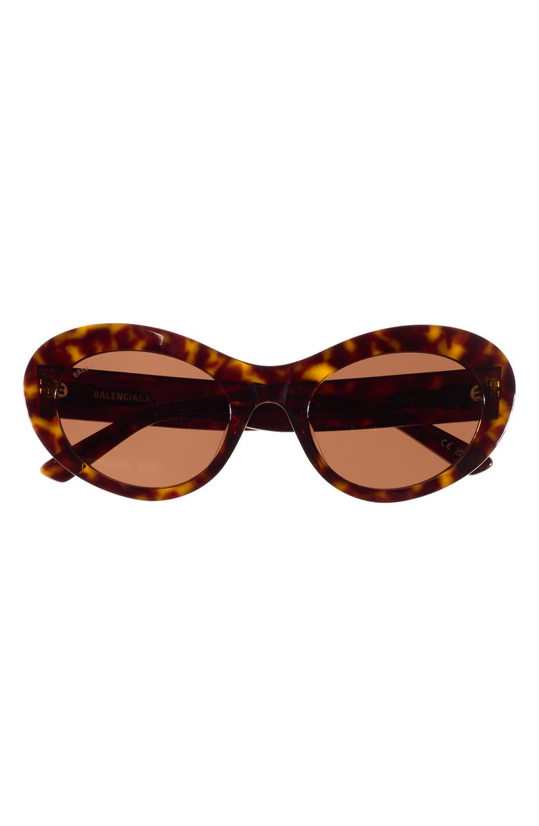 Balenciaga 55mm Oval Sunglasses, Main, color, Havana Havana Brown
