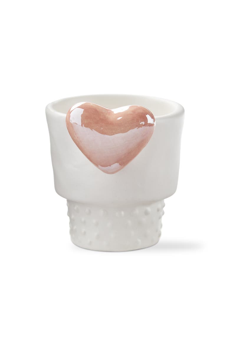 Heart Planter Mini Garden Pot White Multi Stoneware 2.54x2.3x2.76 in, Main, color, White