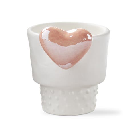 Heart Planter Mini Garden Pot White Multi Stoneware 2.54x2.3x2.76 in