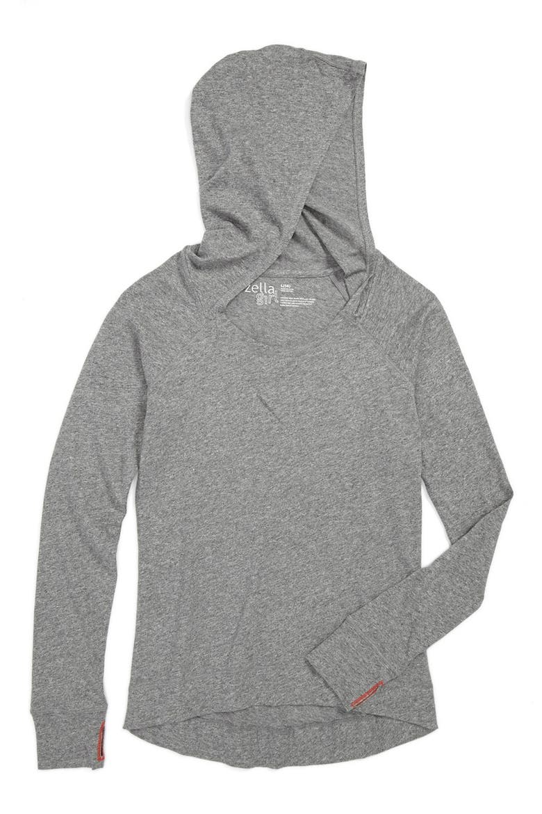 Girl 'Vinyasa' Hooded Tunic, Main, color, CHARCOAL HEATHER