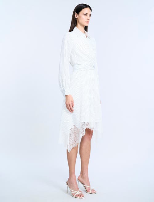 Bcbg Striped Shirt Dress With Lace In White