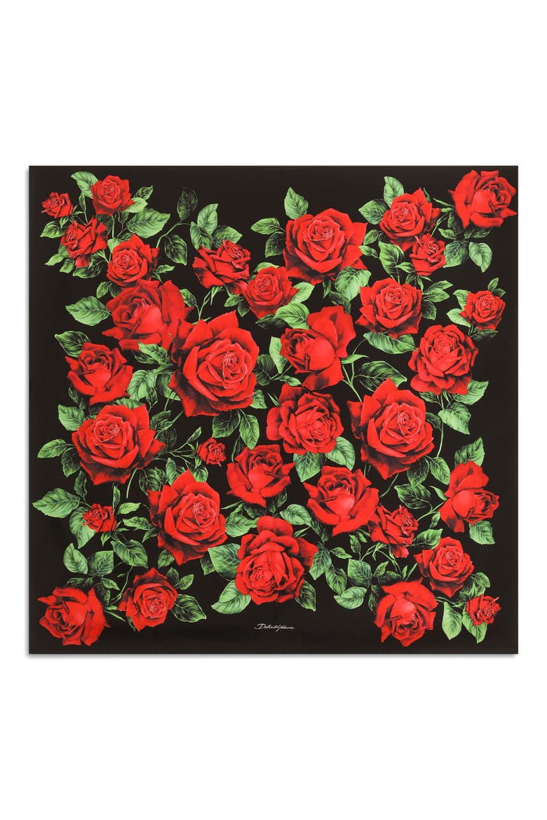 Velata Floral Square Silk Scarf, Main, color, ROSE ROSSE F.NERO