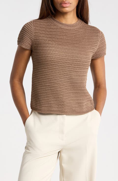 Cotton Crochet Crewneck T-Shirt