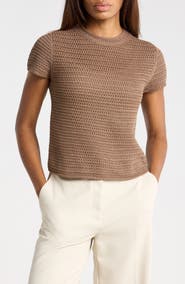 Vince Cotton Crochet Crewneck T-Shirt