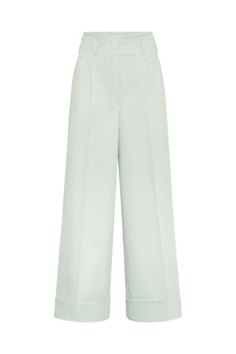 Wide Leg Cuffed Trousers