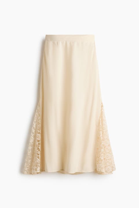Lace-panel Viscose Skirt