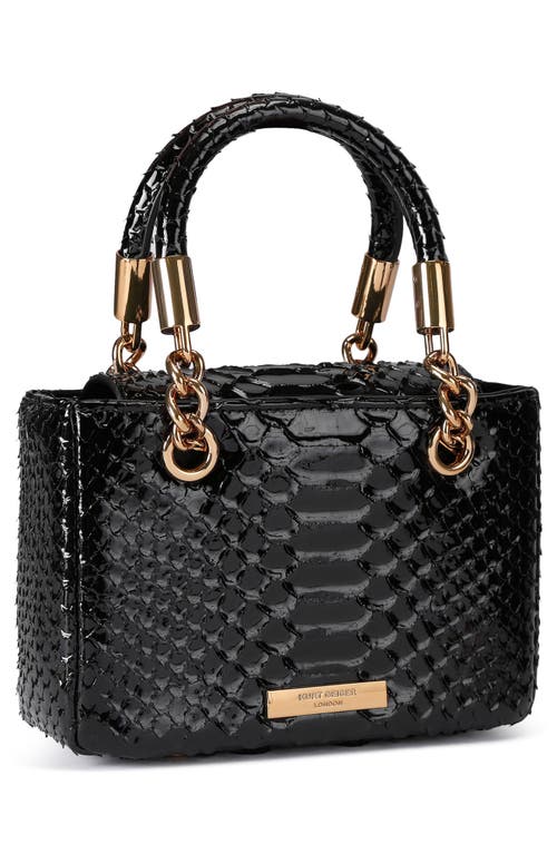 Kurt Geiger London Mini Square Kensington Croc Embossed Leather Top Handle Bag In Black
