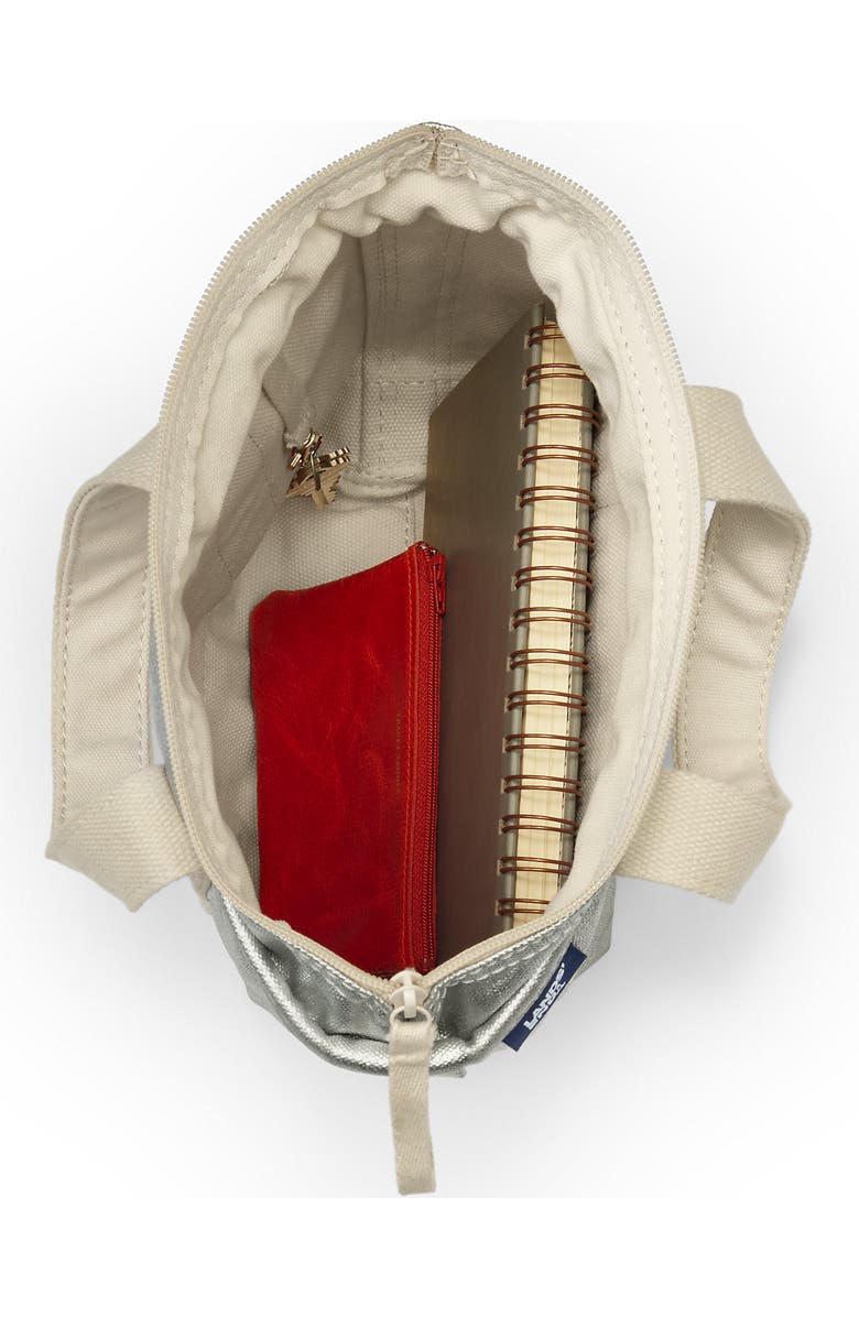 Lands' End Open Top Canvas Tote Bag, Alternate, color, Silver Metallic