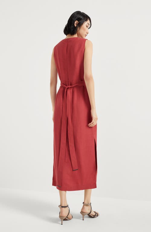 Brunello Cucinelli Gathered Midi Dress In Red