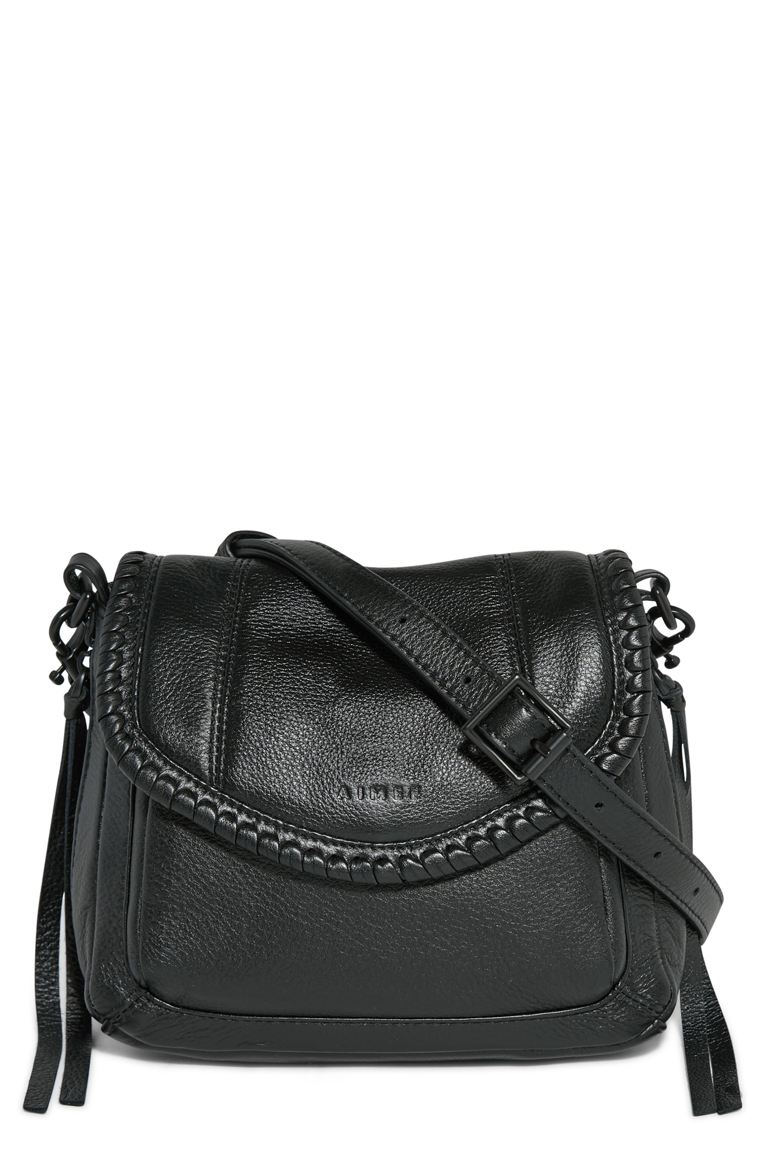 Aimee All For Love Leather Mini Crossbody Bag In Black