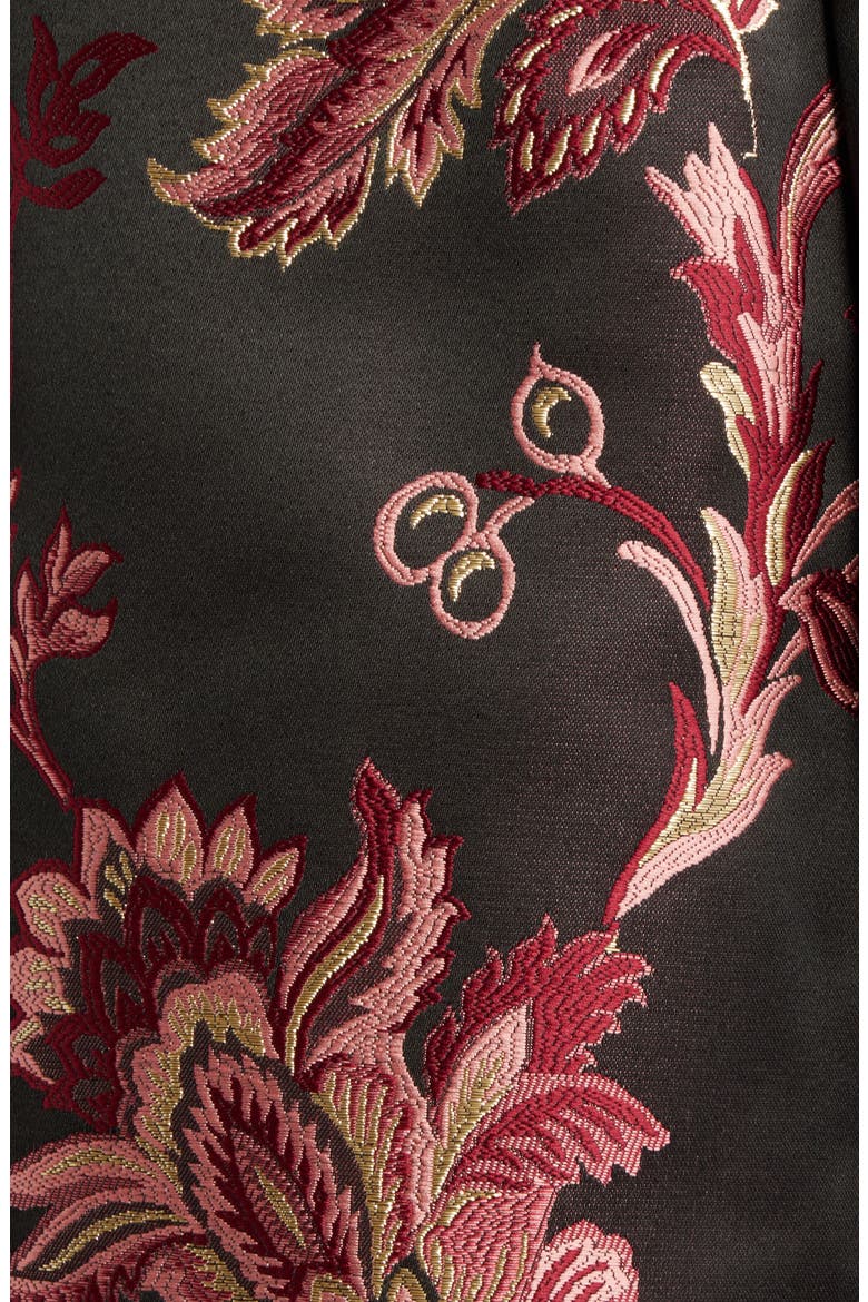 Floral Jacquard Fit & Flare Dress, Alternate, color, BLACK RED MULTI