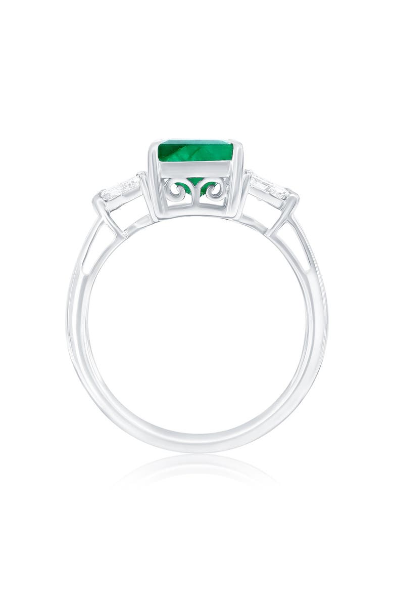 14K White Gold 2.68ct Emerald & 0.54cttw Diamond Ring, Alternate, color, Green