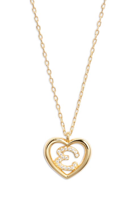 Heart Cubic Zirconia Initial Pendant Necklace