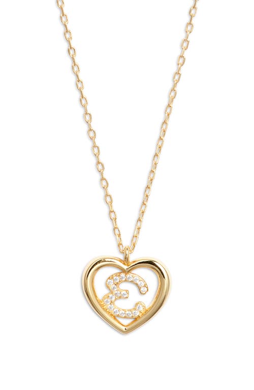 Argento Vivo Sterling Silver Heart Cubic Zirconia Initial Pendant Necklace In Gold