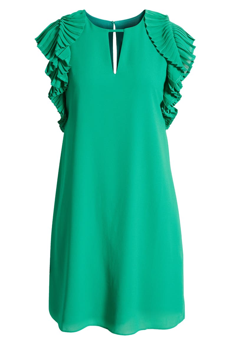 Pleated Sleeve Chiffon Float Dress, Alternate, color, GREEN