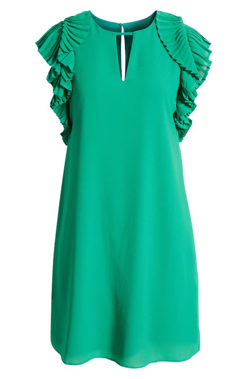 Vince Camuto Pleated Sleeve Chiffon Float Dress In Green