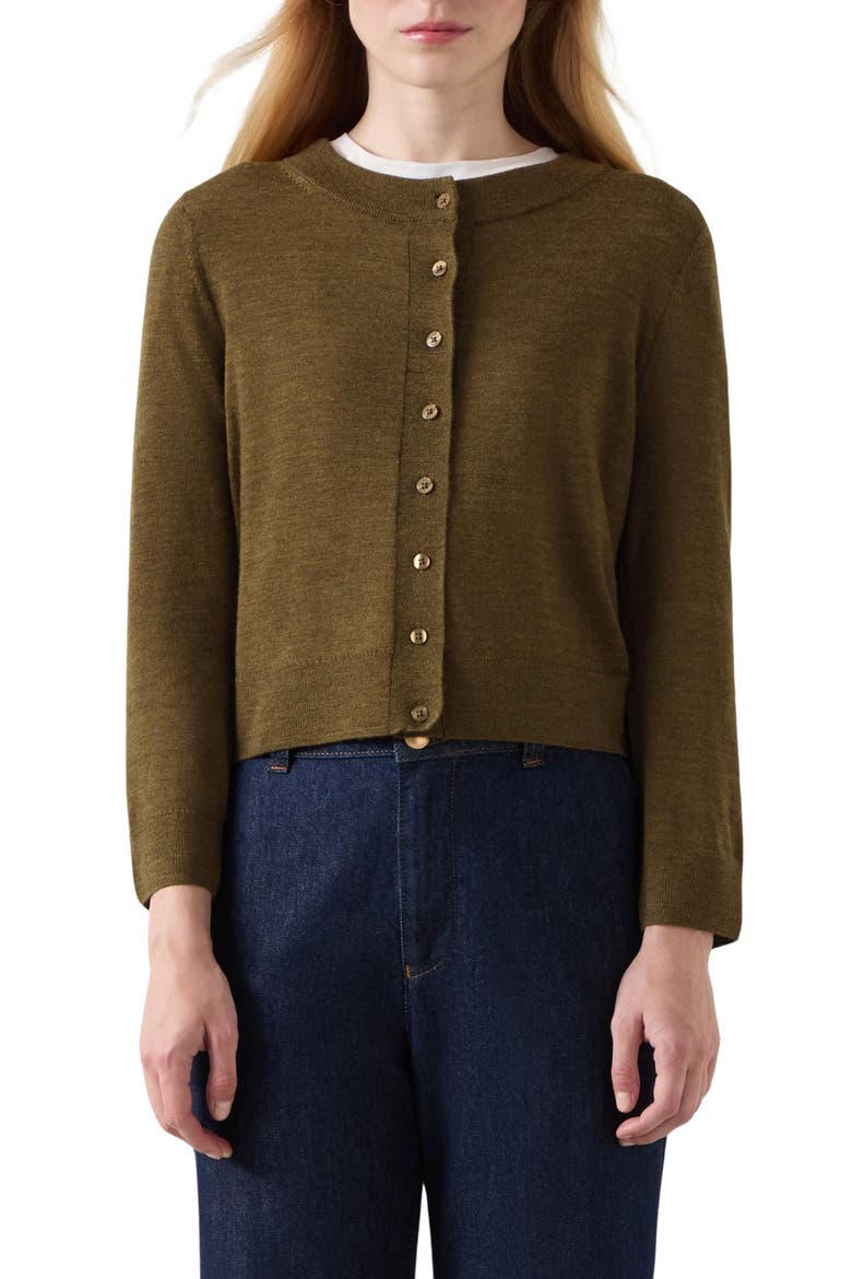 Connie Merino Wool Cardigan, Main, color, OLIVE GREEN