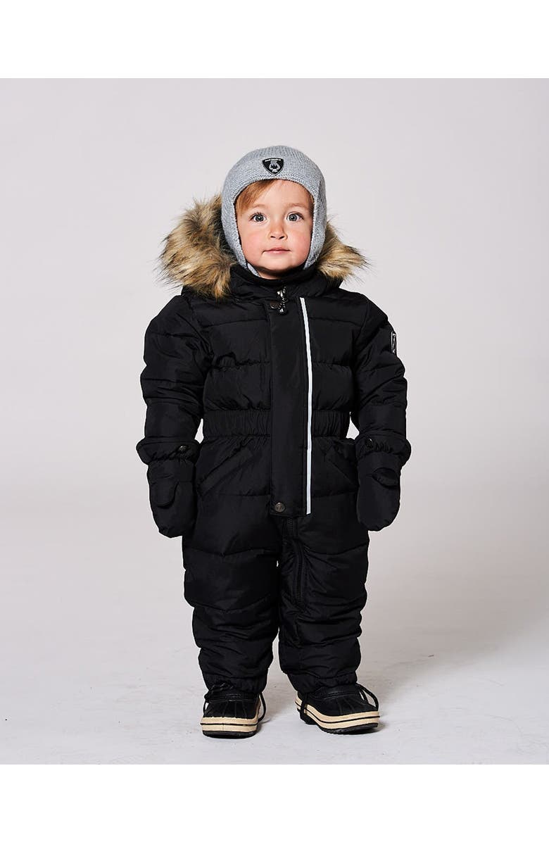 Deux par Deux Gender Inclusive One-Piece Original Puffy Snowsuit, Alternate, color, Black