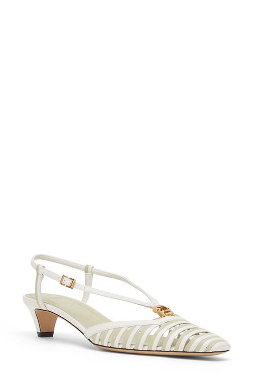 Fendi Two-tone Leather Ffold Pumps In F1str Bianco Set/real Sage