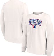 FANATICS Women's Fanatics White Philadelphia 76ers Tonal Leopard Pullover Sweatshirt