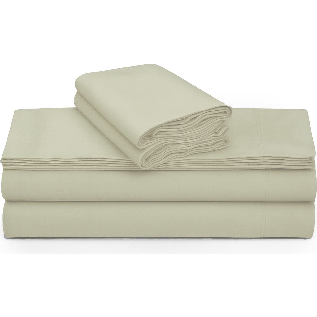 Azores Home Solid Cotton Flannel Sheet Set In Brown