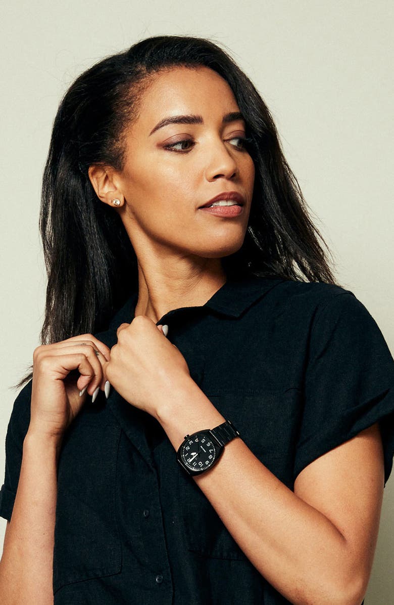 Nixon Mullet Bracelet Watch, 38mm, Alternate, color, Black / Black