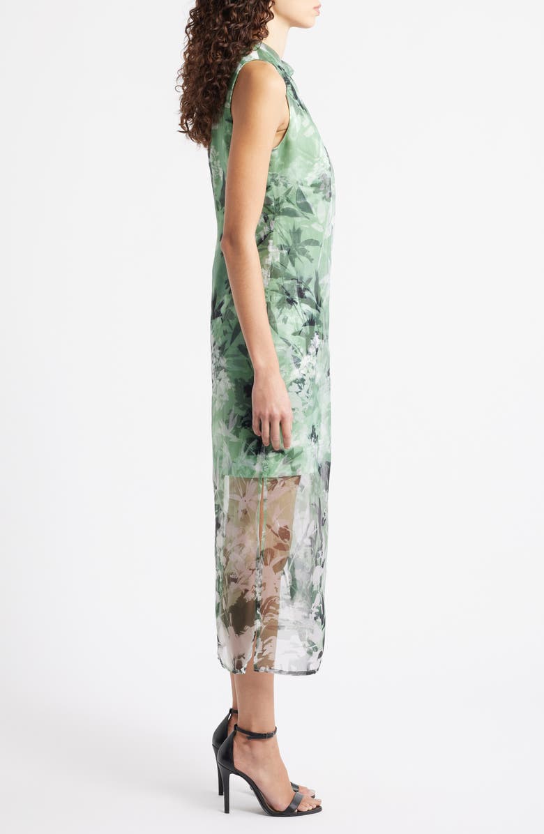 Vince Camuto Floral Semisheer Organza Midi Dress, Alternate, color, Navy/Green Multi