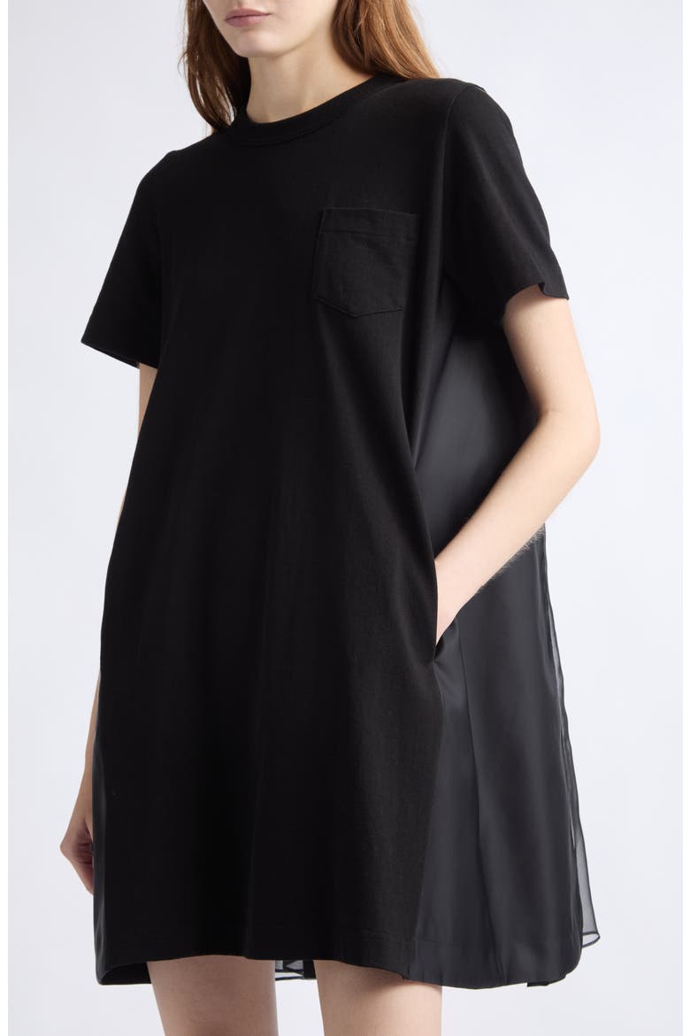 Mixed Media T-Shirt Dress (Nordstrom Exclusive), Alternate, color, BLACK