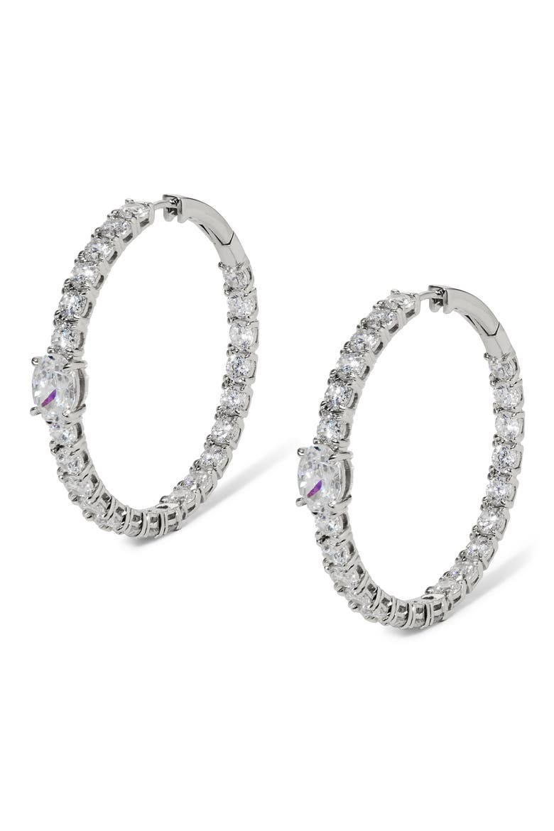 Stellar Inside Out Hoop Earrings, Main, color, RHODIUM