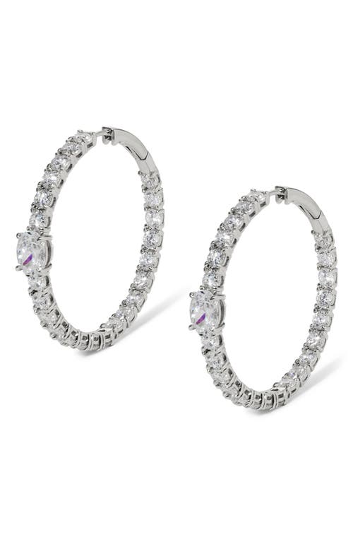 Nadri Stellar Inside Out Hoop Earrings In Silver