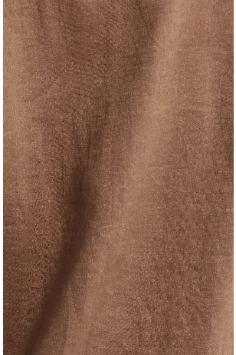 Tie Front Long Sleeve Linen Cover-Up, Alternate, color, BROWN