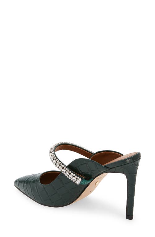 Kurt Geiger Duke Crystal Strap Pointed Toe Mule In Dark Green